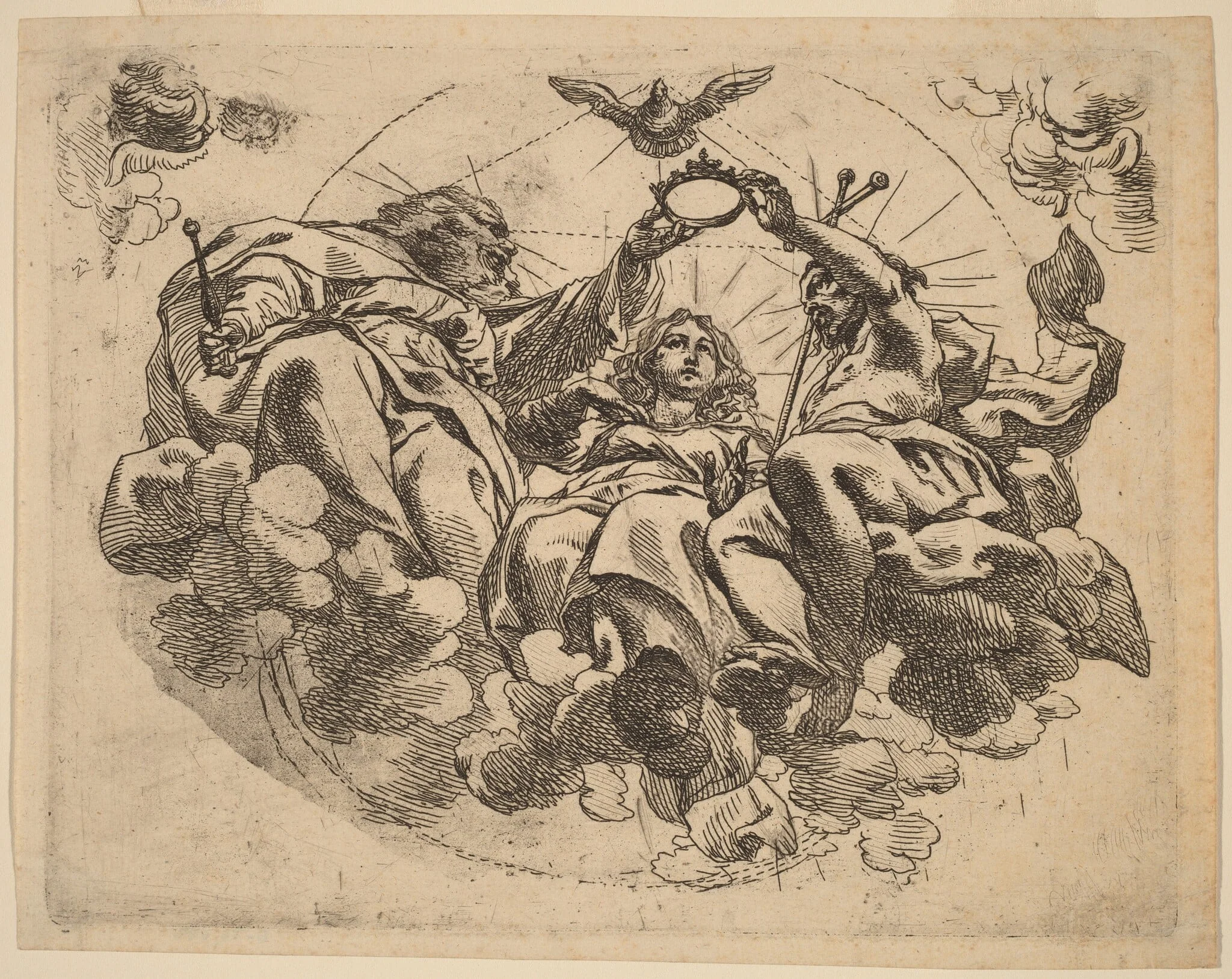 Coronation of the Virgin, by Cornelis Schut I, ink, 1626