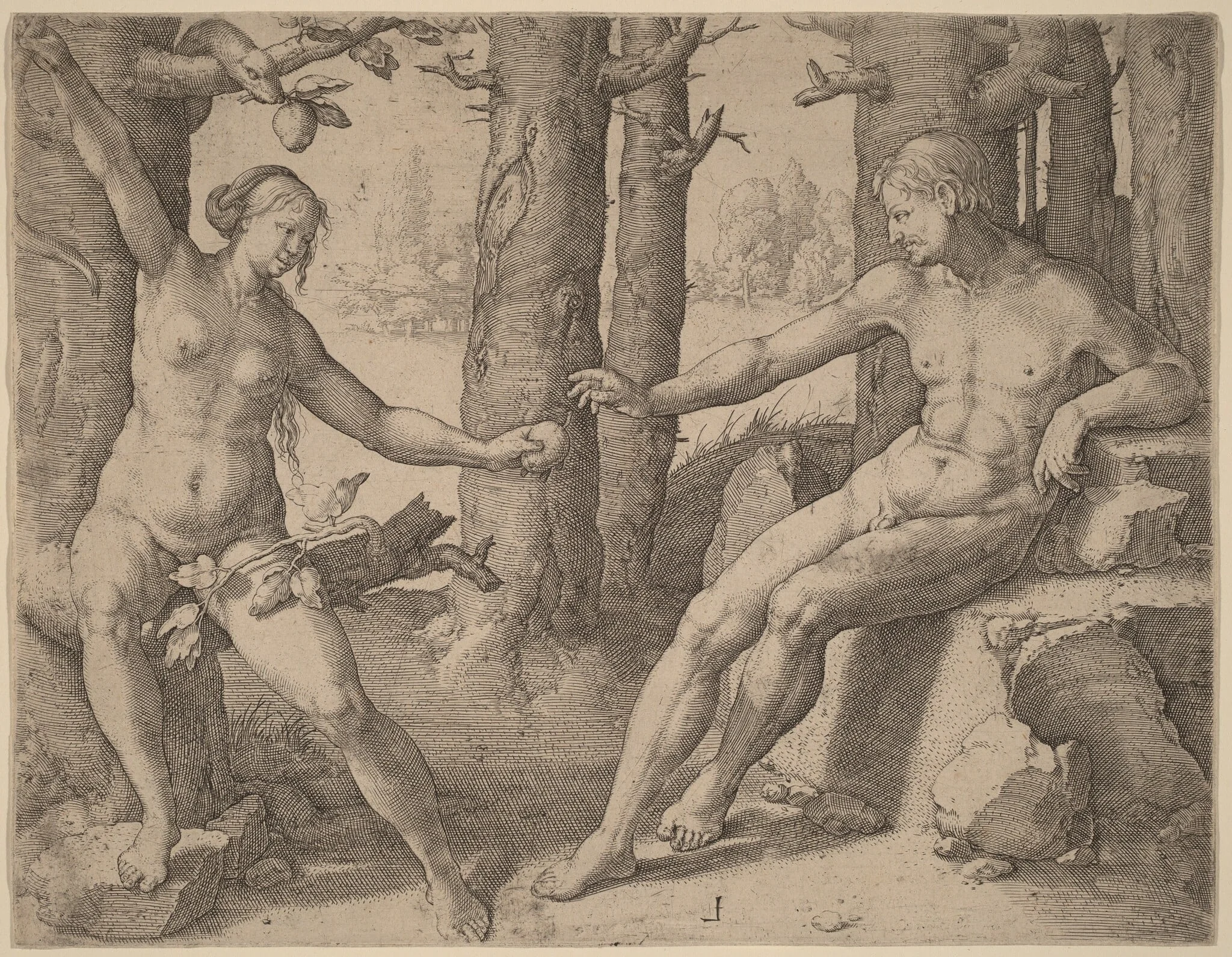 The Fall of Man, by Lucas van Leyden, ink, 1530