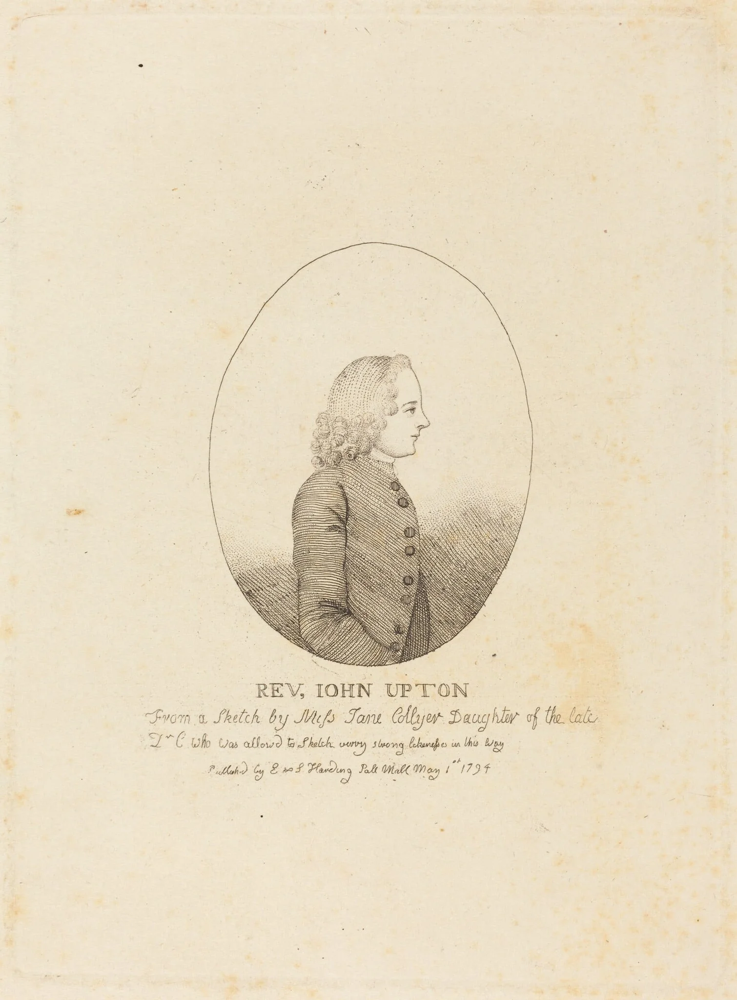 Reverend John Upton, by British 18th Century, ink, 1794