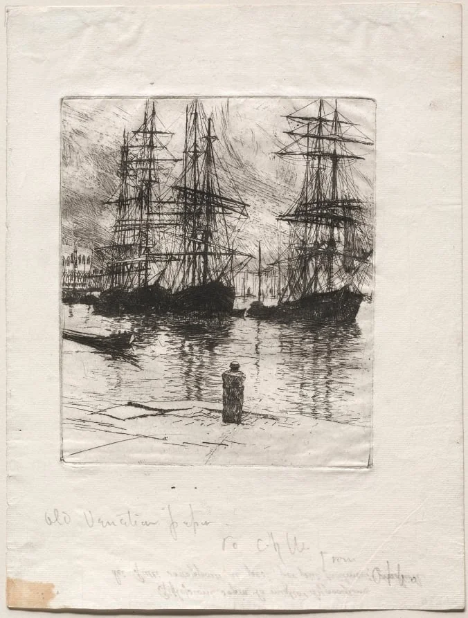 Three Ships, Venice, by Otto Henry Bacher, 1880