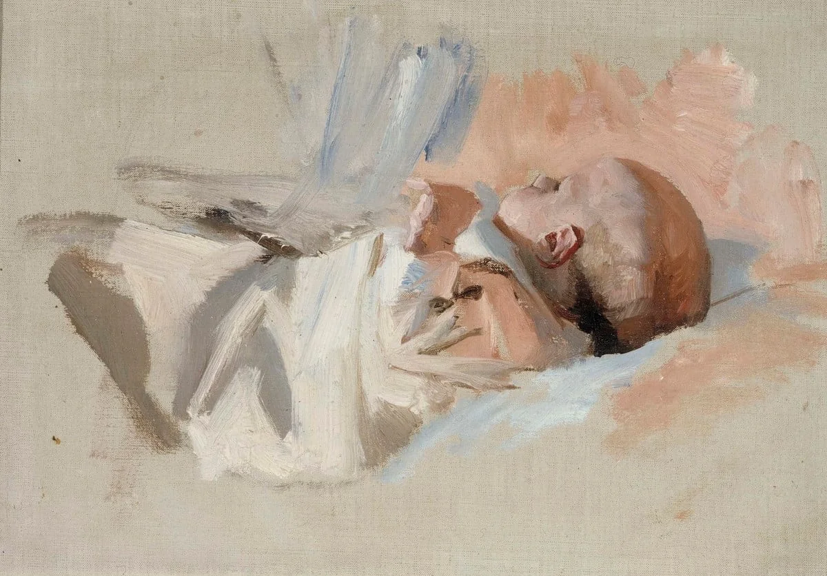 Makaava lapsi, luonnos maalaukseen Jouluaamu, by Albert Edelfelt, unspecified, 1889