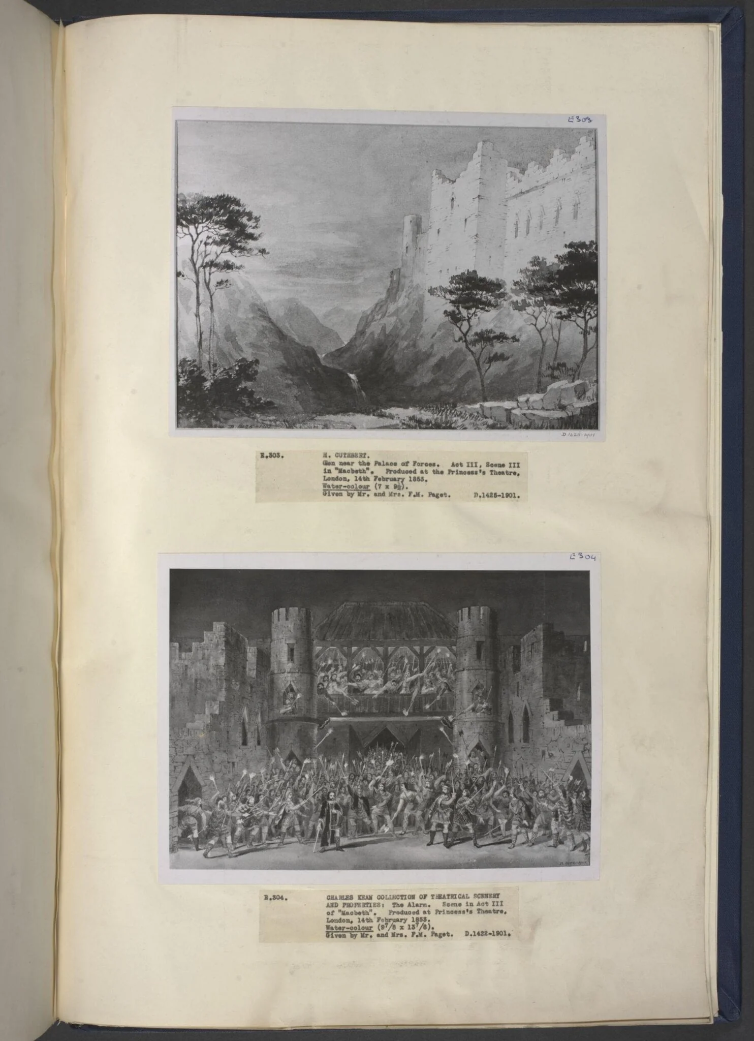 drawing of scenery and props in Macbeth