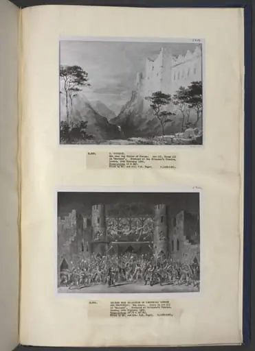 drawing of scenery and props in Macbeth