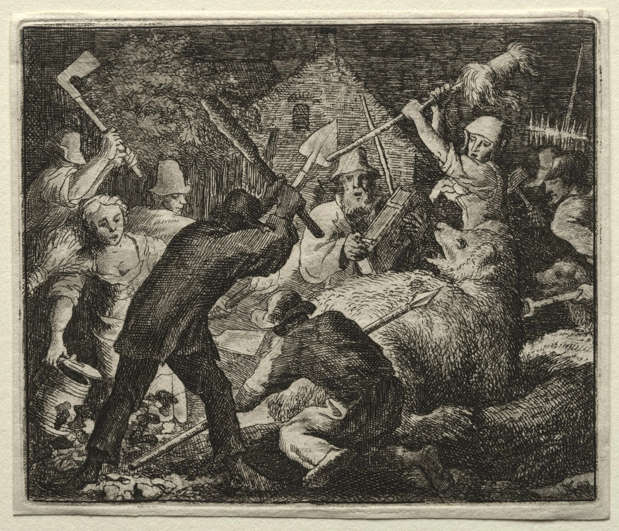 Reynard the Fox:  Peasants Attack the Bear, by Allart van Everdingen, 1662