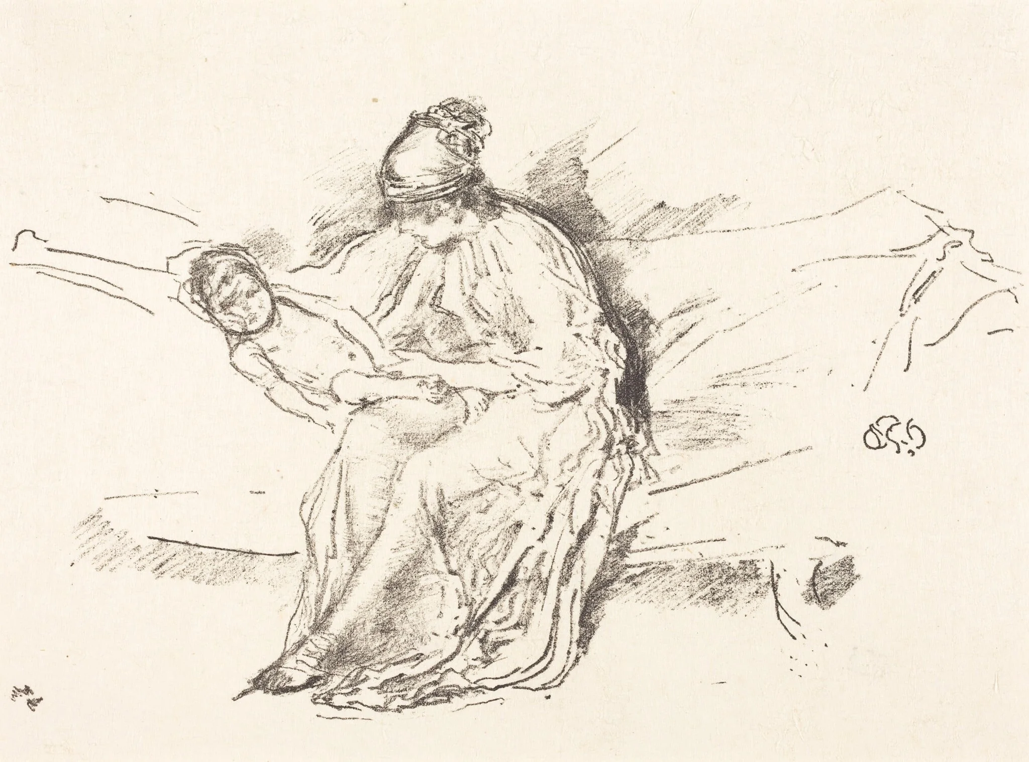 Mother and Child, No. 4, by James McNeill Whistler, ink, 1893