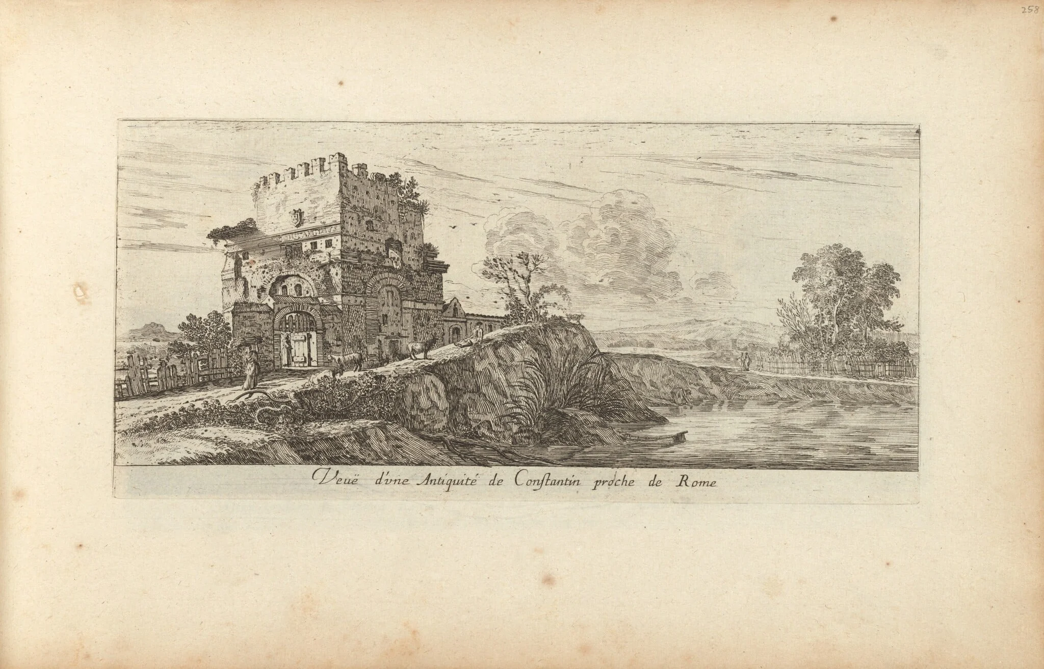 Veue d'une Antiquité de Constantin proche de Rome, by Israël Silvestre, ink, 1650