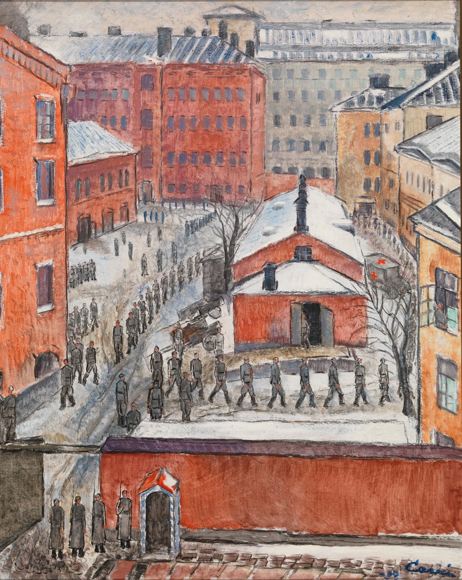 Näköala Kaartin kasarmin pihalle, by Alvar Cawén