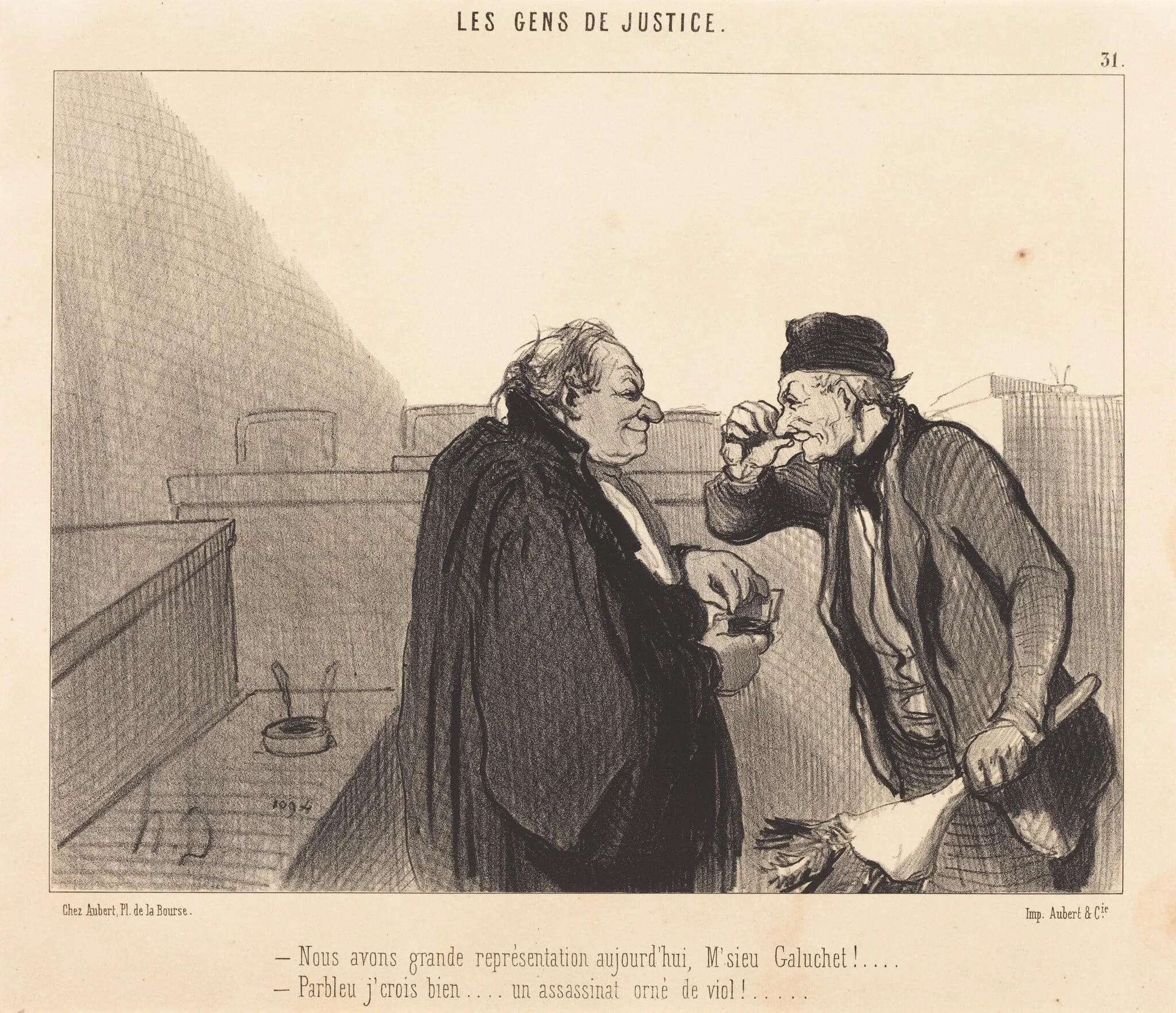 Nous avons grande représentation aujourd'hui, by Honoré Daumier, ink, 1847