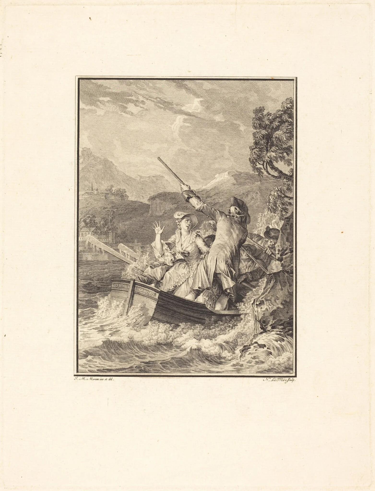 La barque, by Noël Le Mire, ink, 1762
