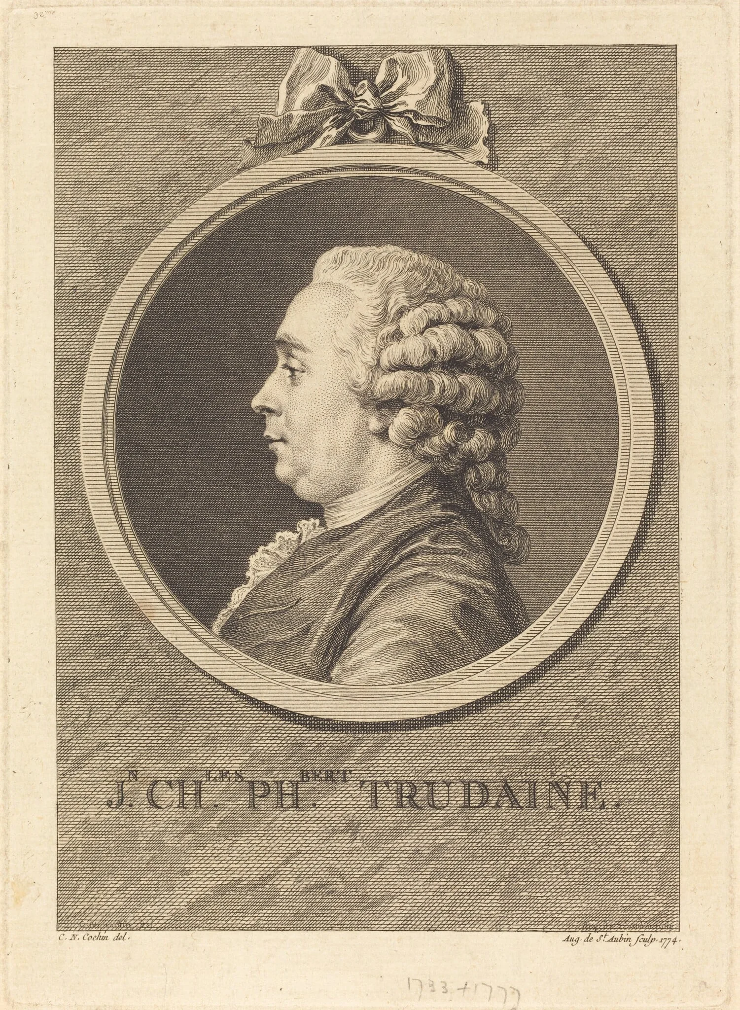 Jean-Charles-Philibert Trudaine, by Augustin de Saint-Aubin, ink, 1774