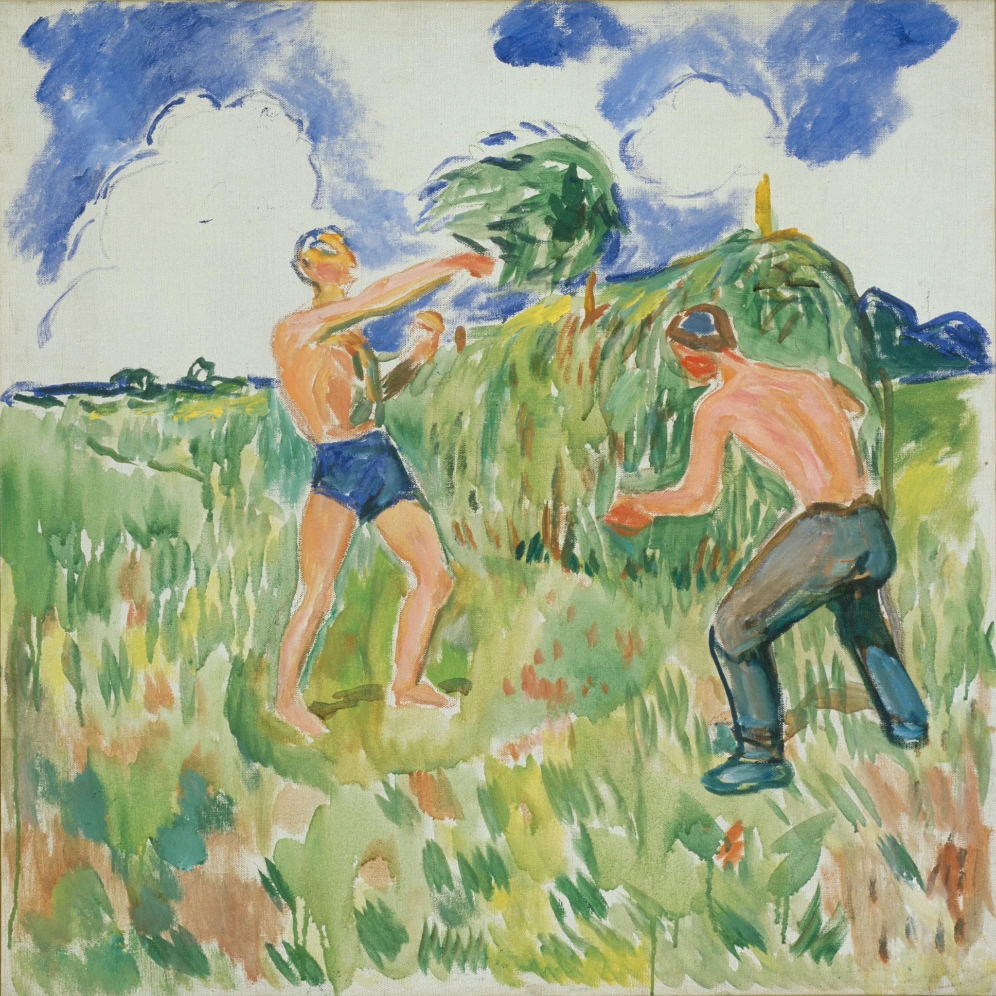 Haymaking, by Edvard Munch, oil, 1942