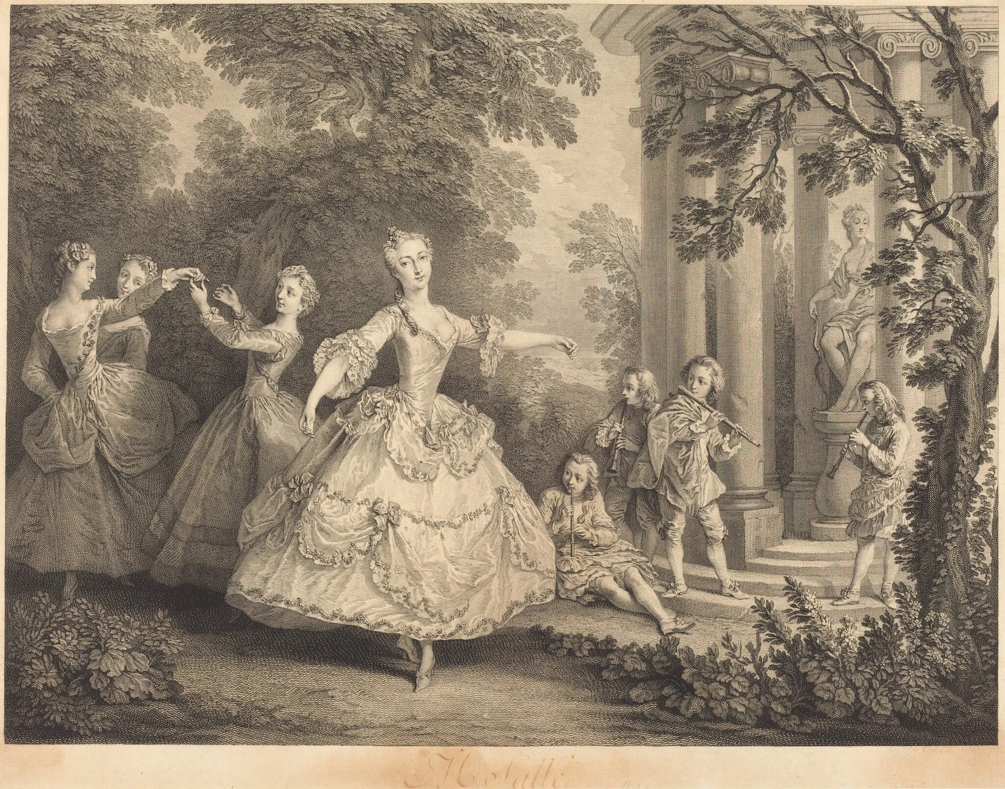 Mlle. Salle, by Nicolas de Larmessin IV, ink, 1732