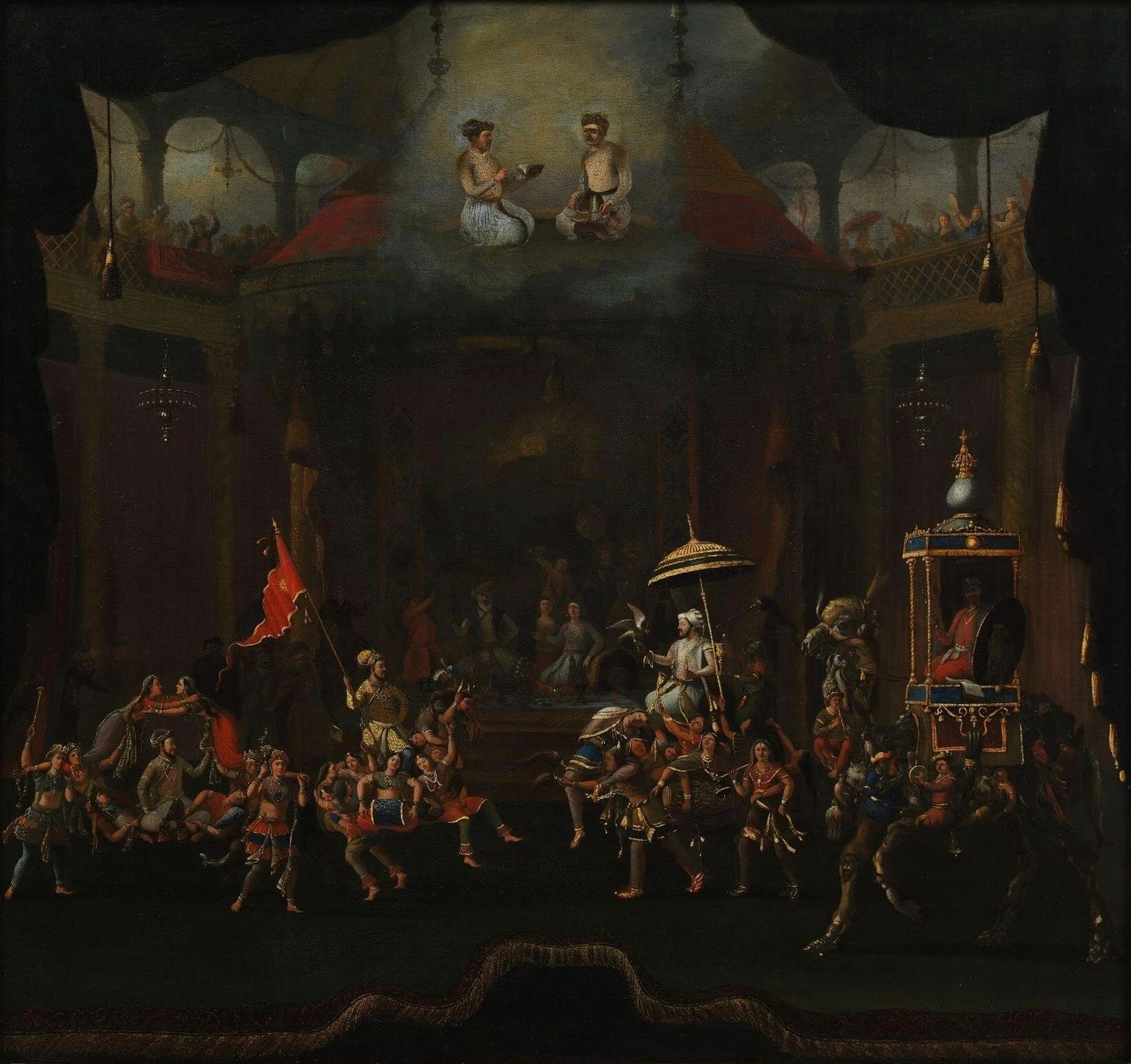 Parade of the sons of Shah Jahan on composite horses and elephants