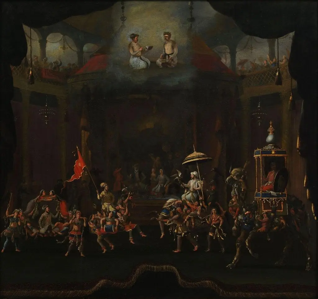 Parade of the sons of Shah Jahan on composite horses and elephants