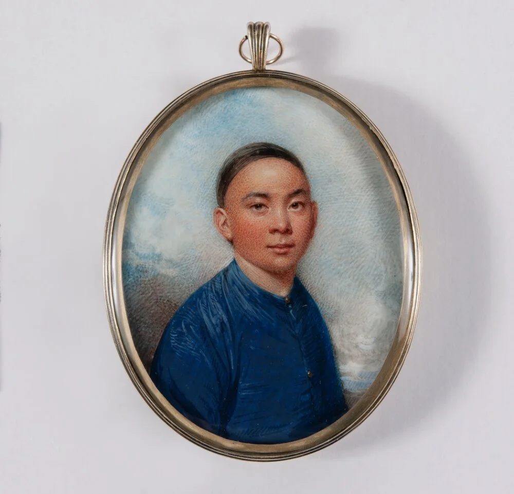 The Chinese Servant of John Hotson (1770-1828), a purser in the East India Company, in blue jacket and black cap, by William Wood, unspecified
