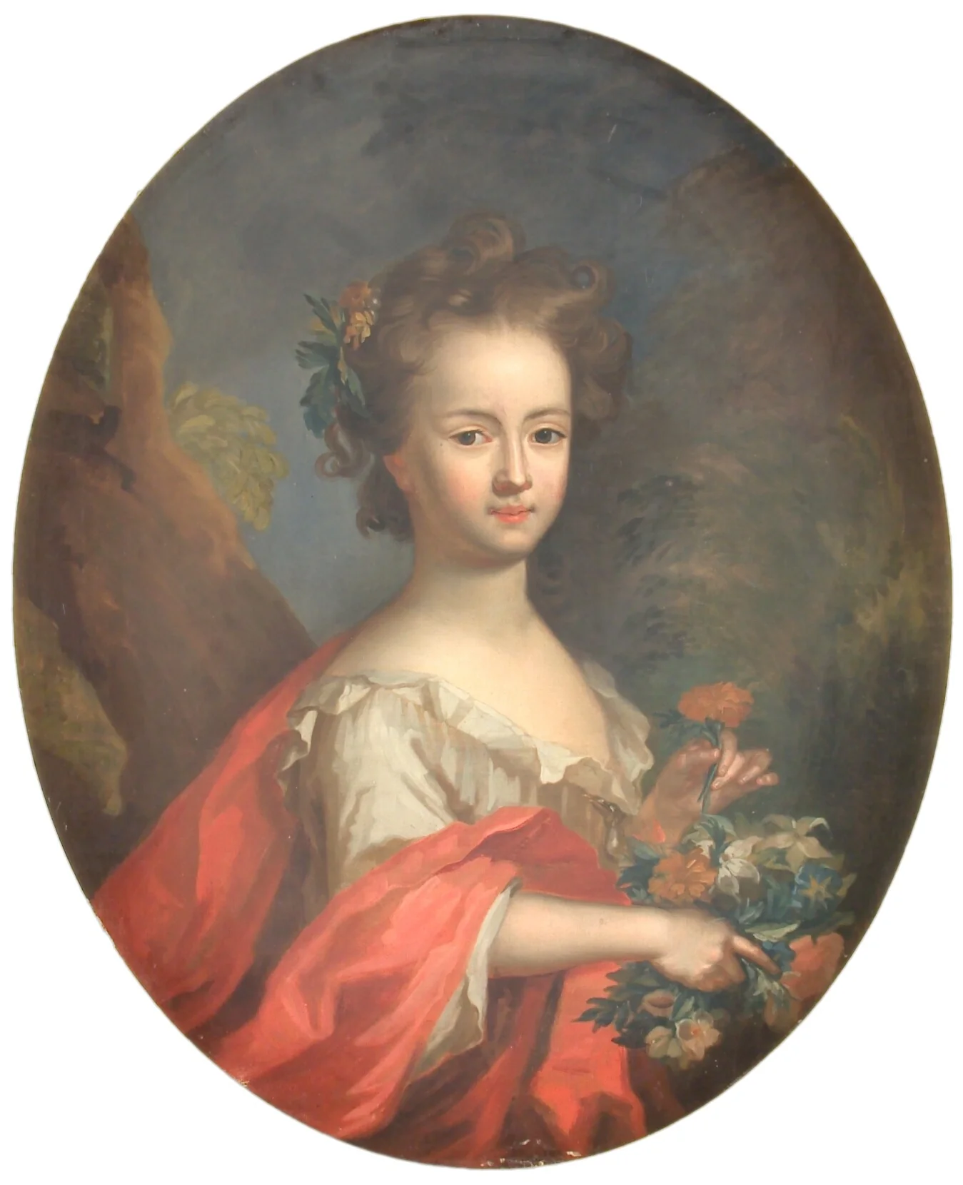 Et barn med blomster, by Unknown, unspecified