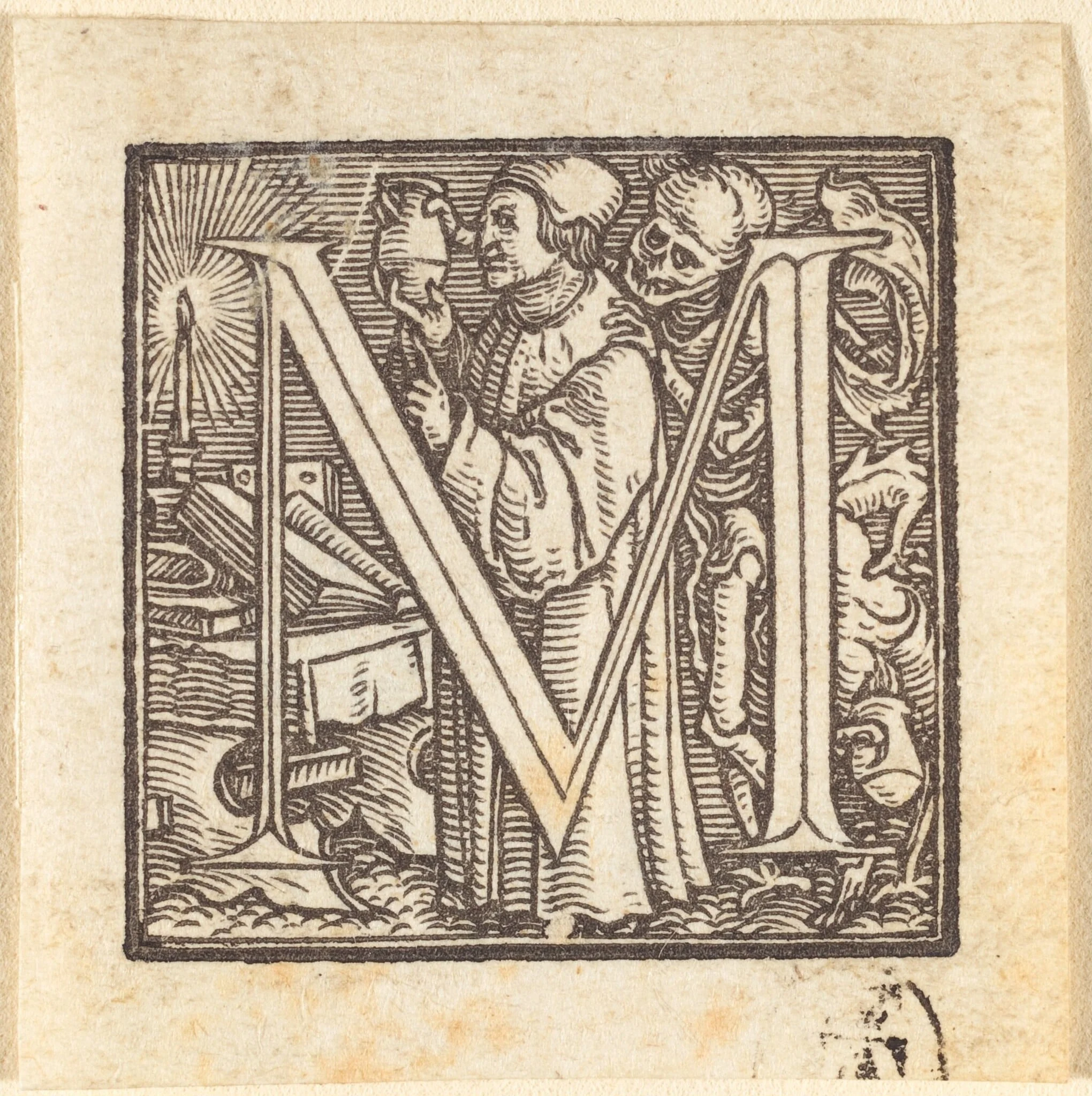 Letter M, by Hans Lützelburger, ink, 1523