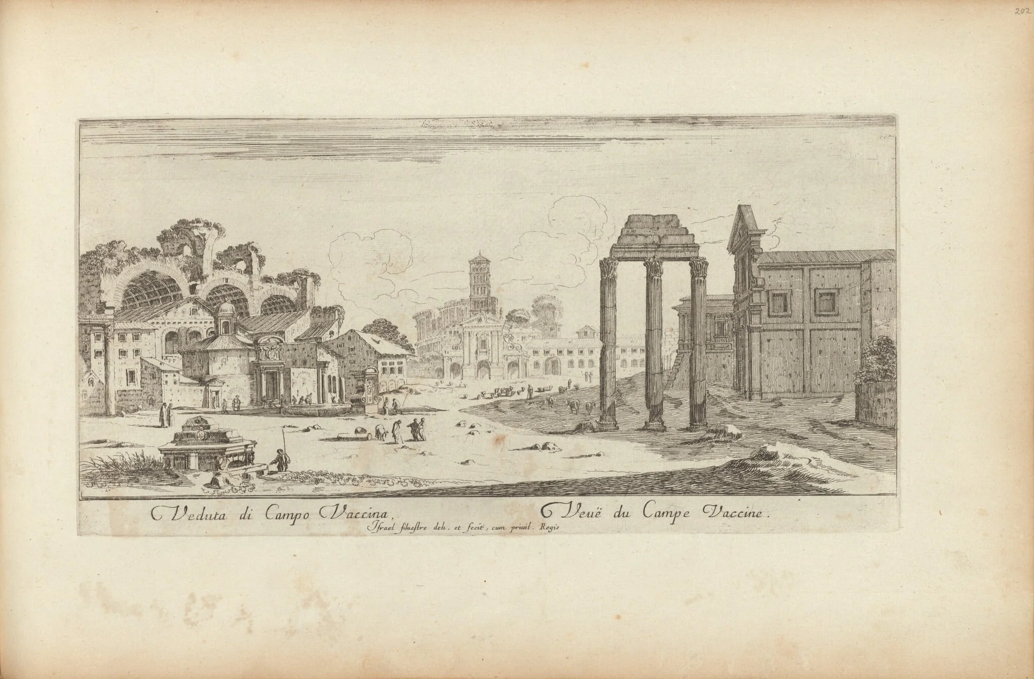 Veduta di Campo Vaccina, by Israël Silvestre, ink, 1650