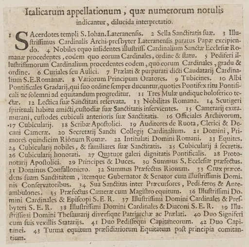 Latin captions to 'La Calvacatura con le sue Cerimonie'