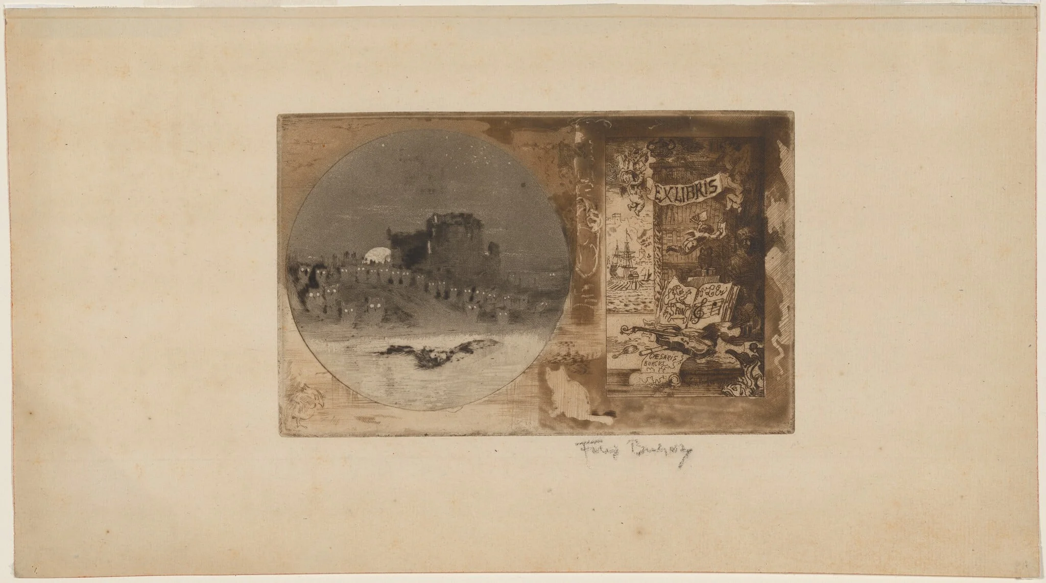 Le Château des hiboux (Castle of the Owls), by Félix-Hilaire Buhot, crayon, 1882