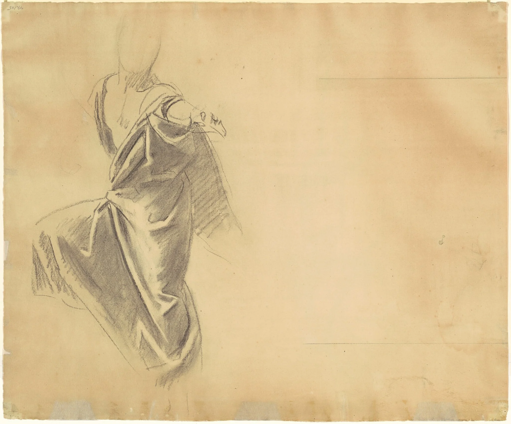 Study of Drapery [verso], by John Singer Sargent, charcoal, 1921