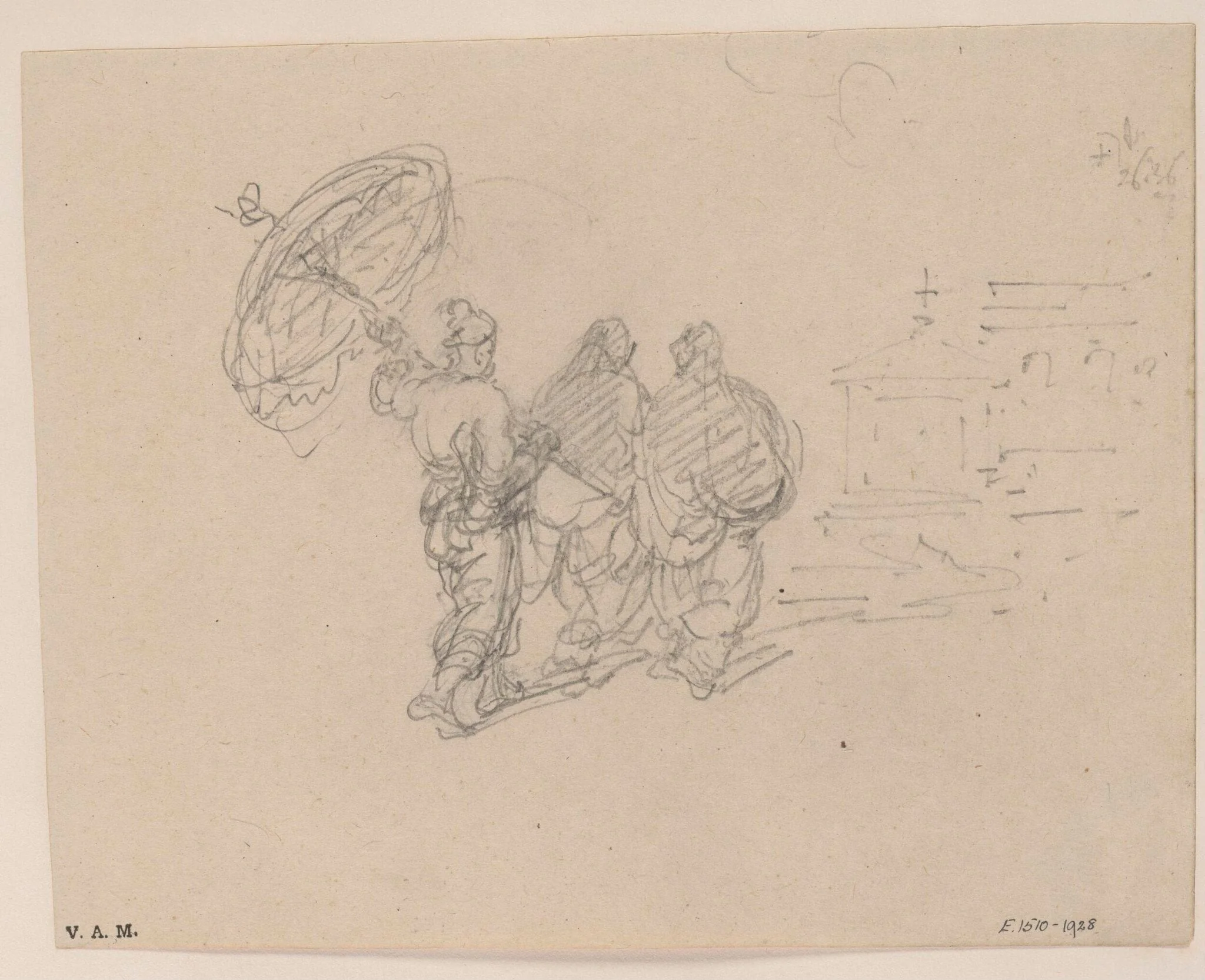 Macanese women approaching a church, by George Chinnery, 14