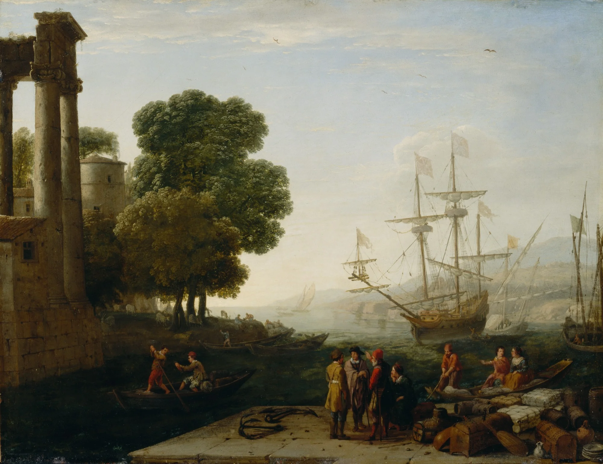 A Seaport at Sunset