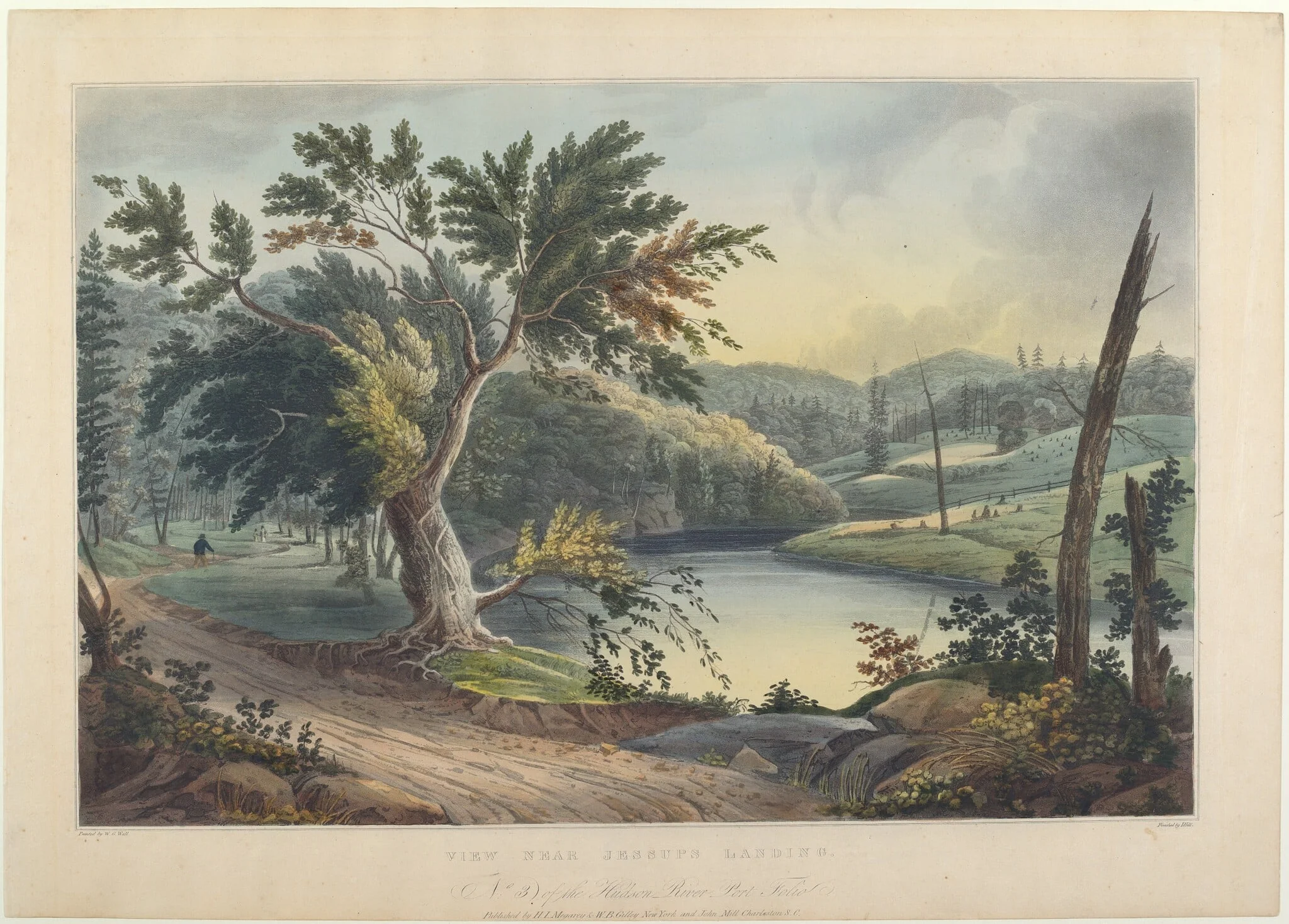 View near Jessup's Landing, by John Hill, ink, 1821
