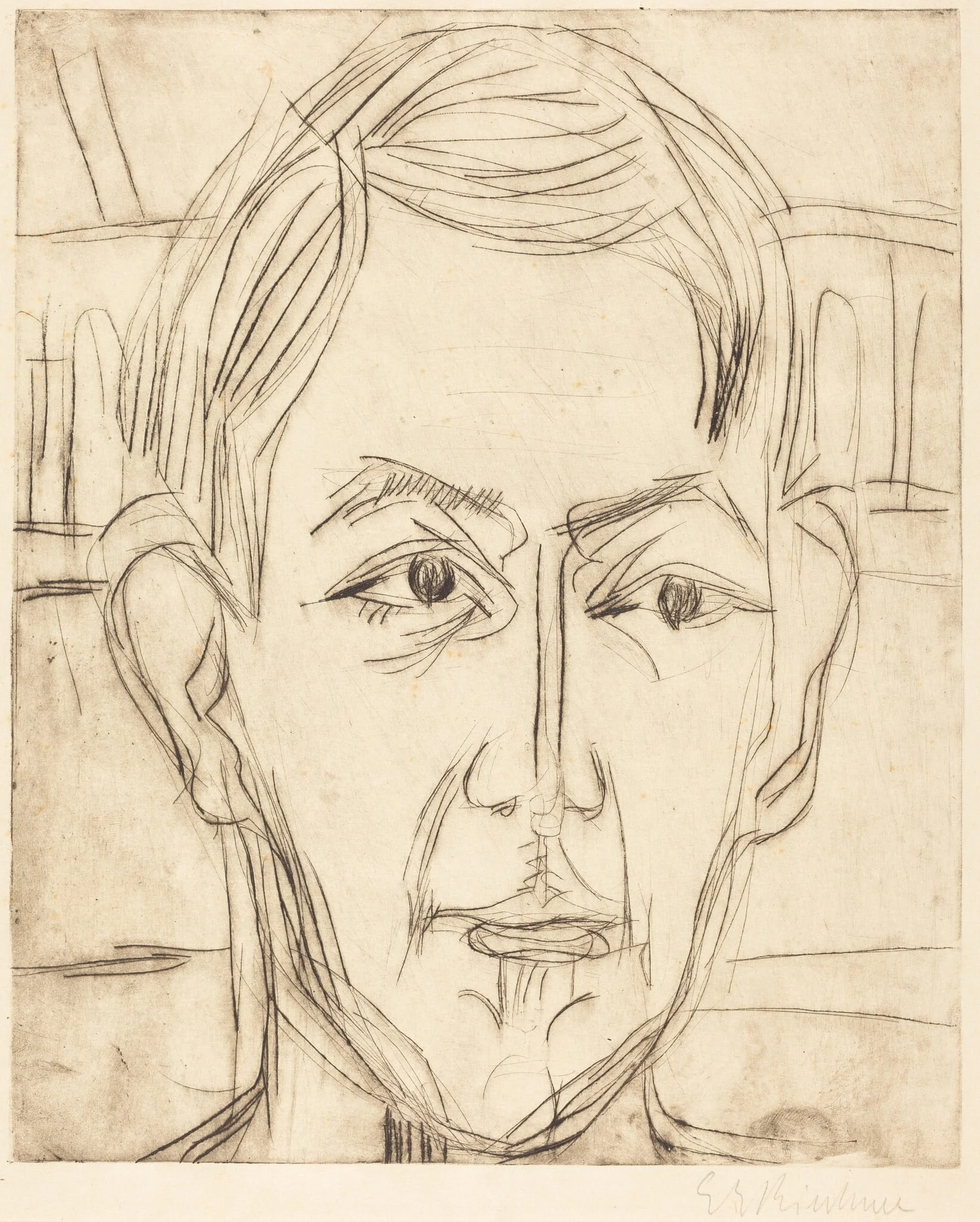 Dr. Hans Bütow, by Ernst Ludwig Kirchner, ink, 1925
