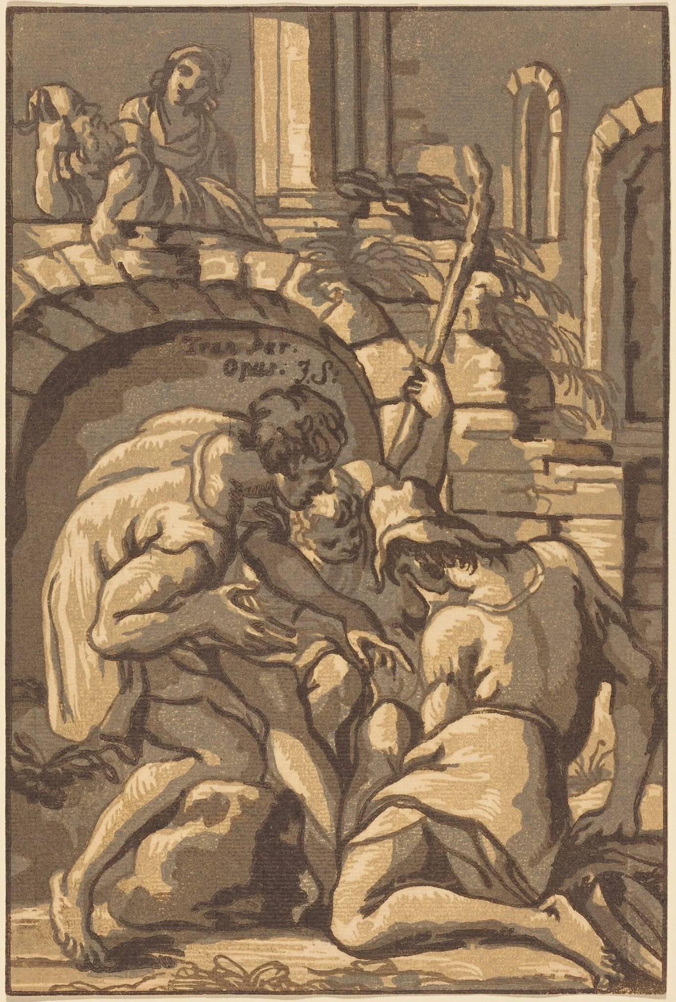 Two Shepherds and a Boy, by John Skippe, ink, 1782