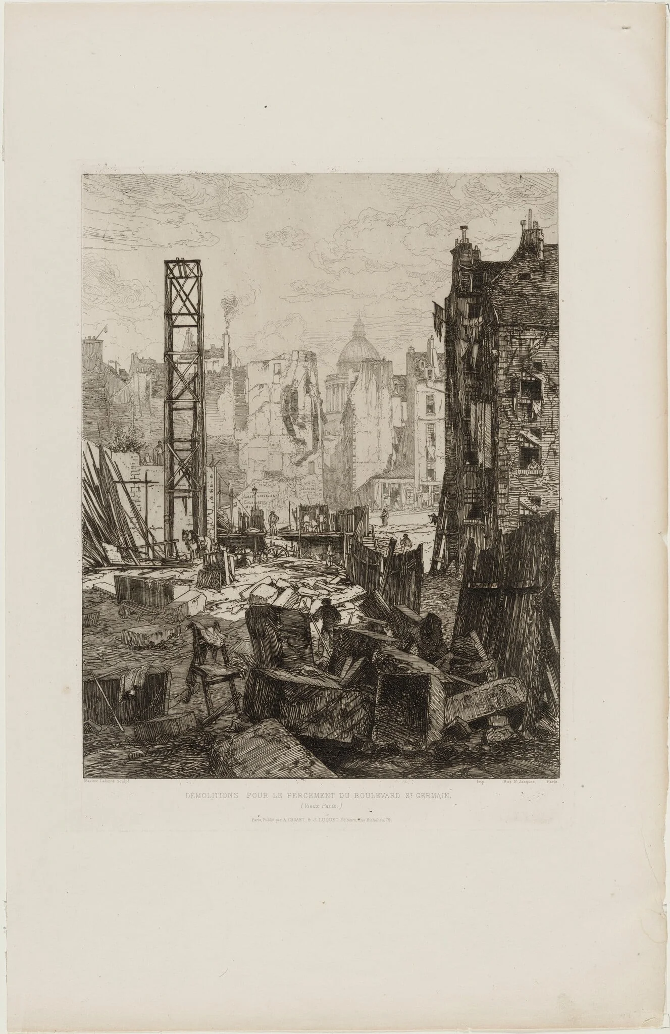 Démolitions pour le percement du Boulevard Saint-Germain (Demolitions for the Construction of the Boulevard St. Germain, Paris)