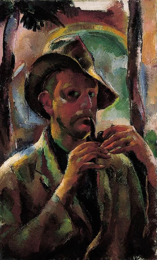 Self-portrait with Pipe, by Vilmos Aba-Novák, oil, 1926