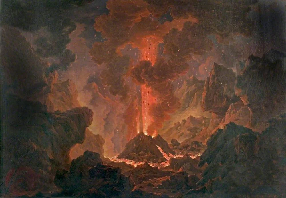 Vesuvius in Eruption, Italy, by Unknown, oil, 1774