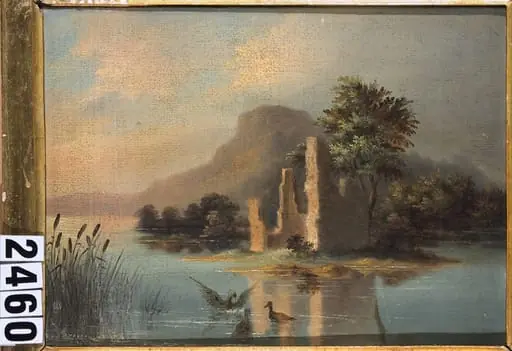 Peisaj cu ruine și apă