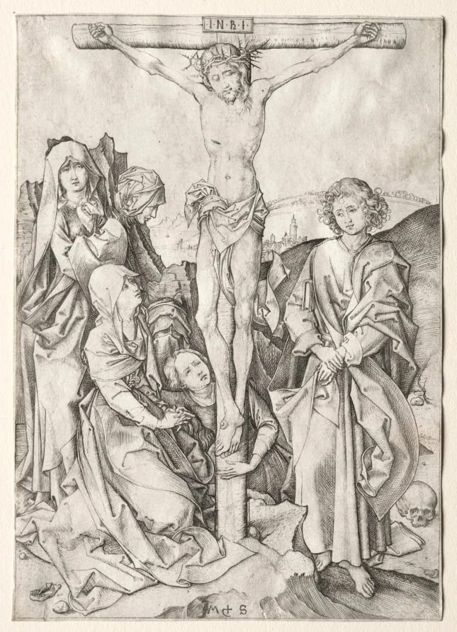 The Passion:  Christ on the Cross, by Martin Schongauer, 1480