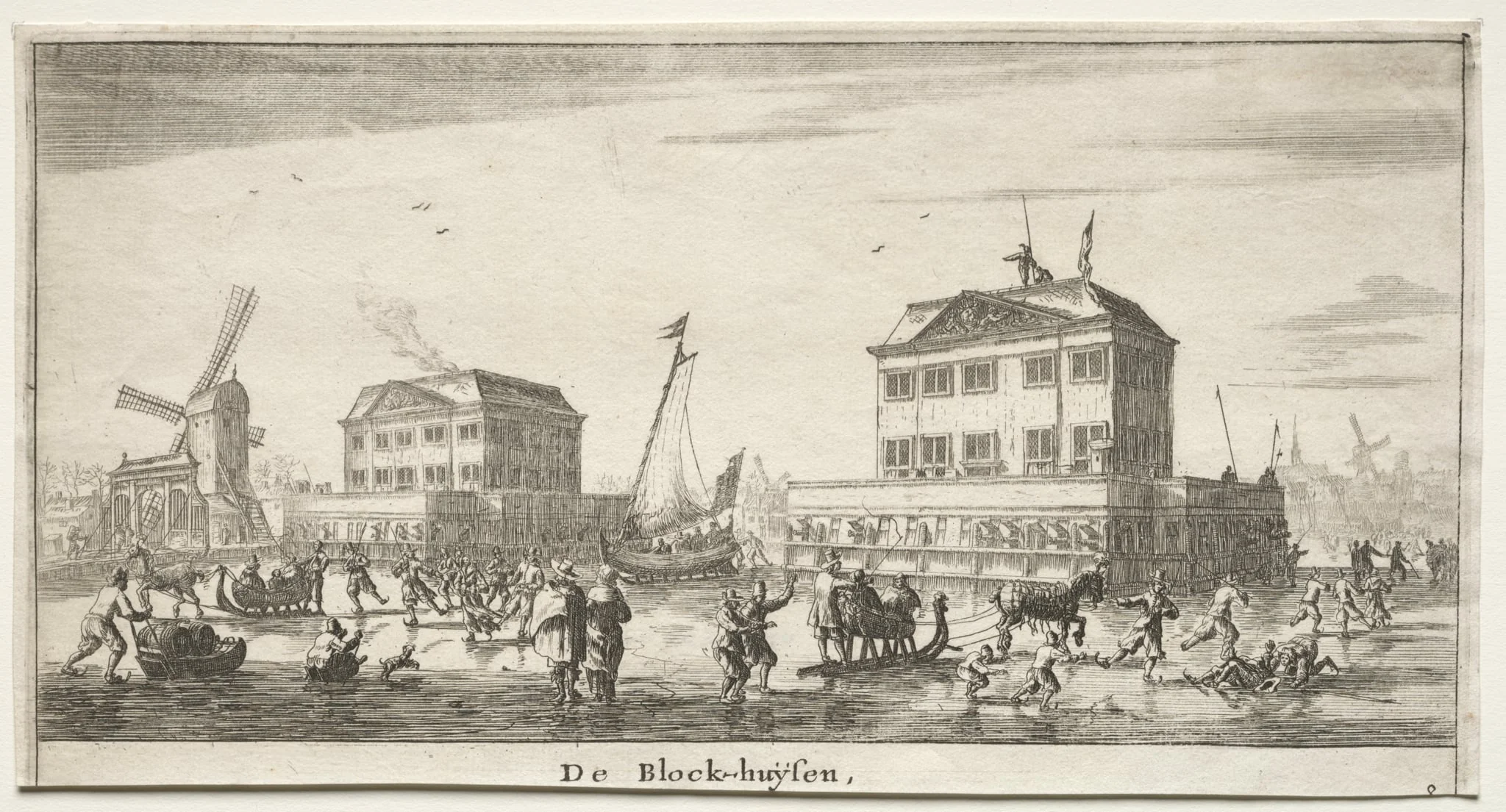 Various Ships and Views of Amsterdam (Verscheÿde Schepen en Gesichten van Amstelredam), Part III: De Block-huÿsen, by Reinier Nooms, called Zeeman, 1653