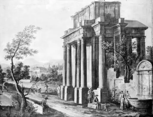 Architectural Study with Columns and a Fountain