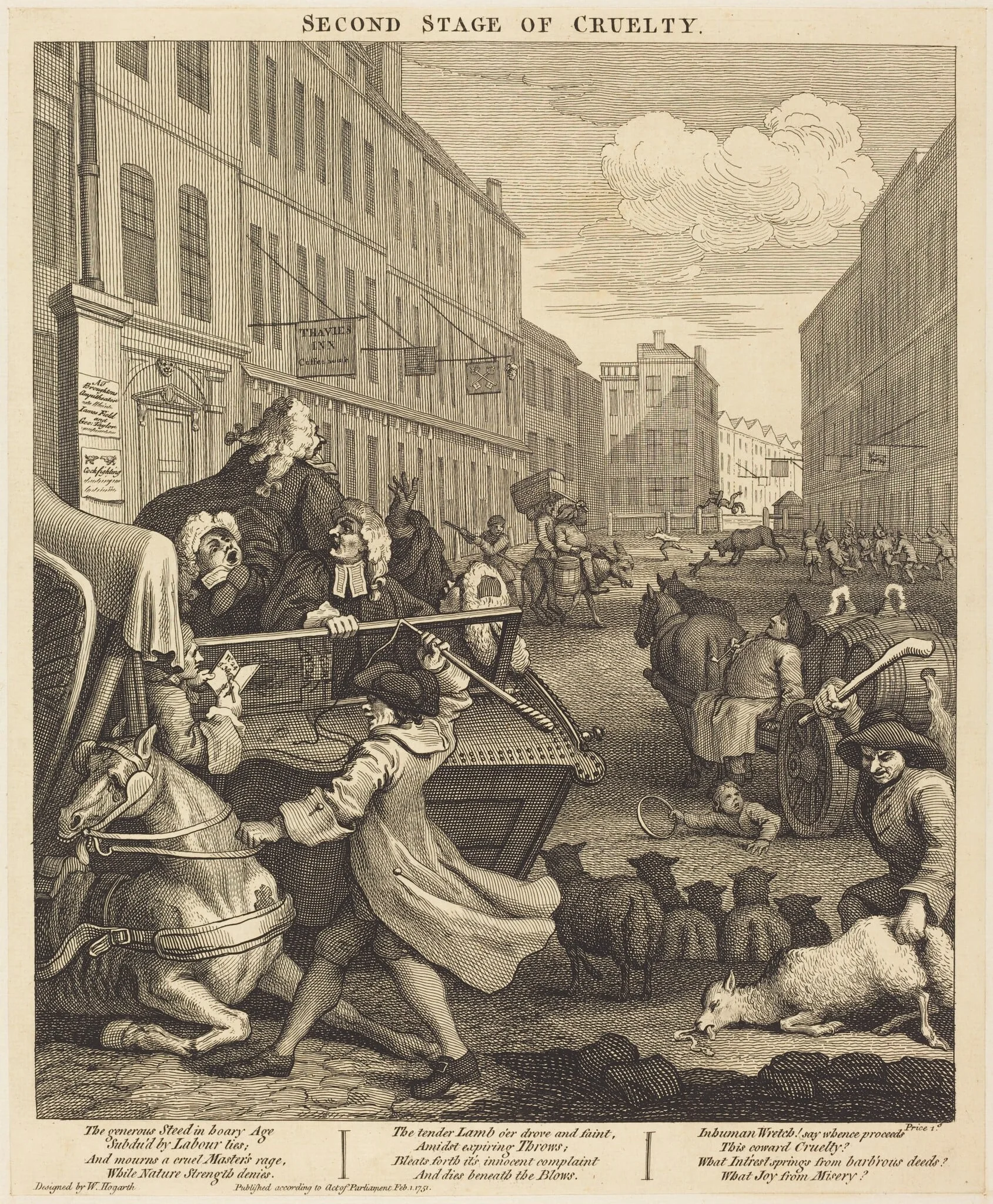 The Second Stage of Cruelty, by William Hogarth, ink, 1751