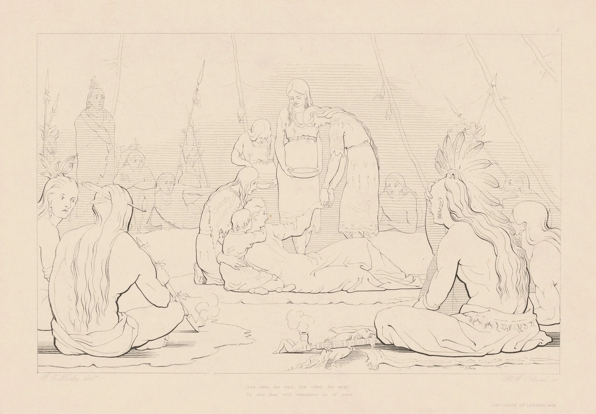 And Take, She Said, This Token Far Away..., by H. W. Collard, ink, 1846