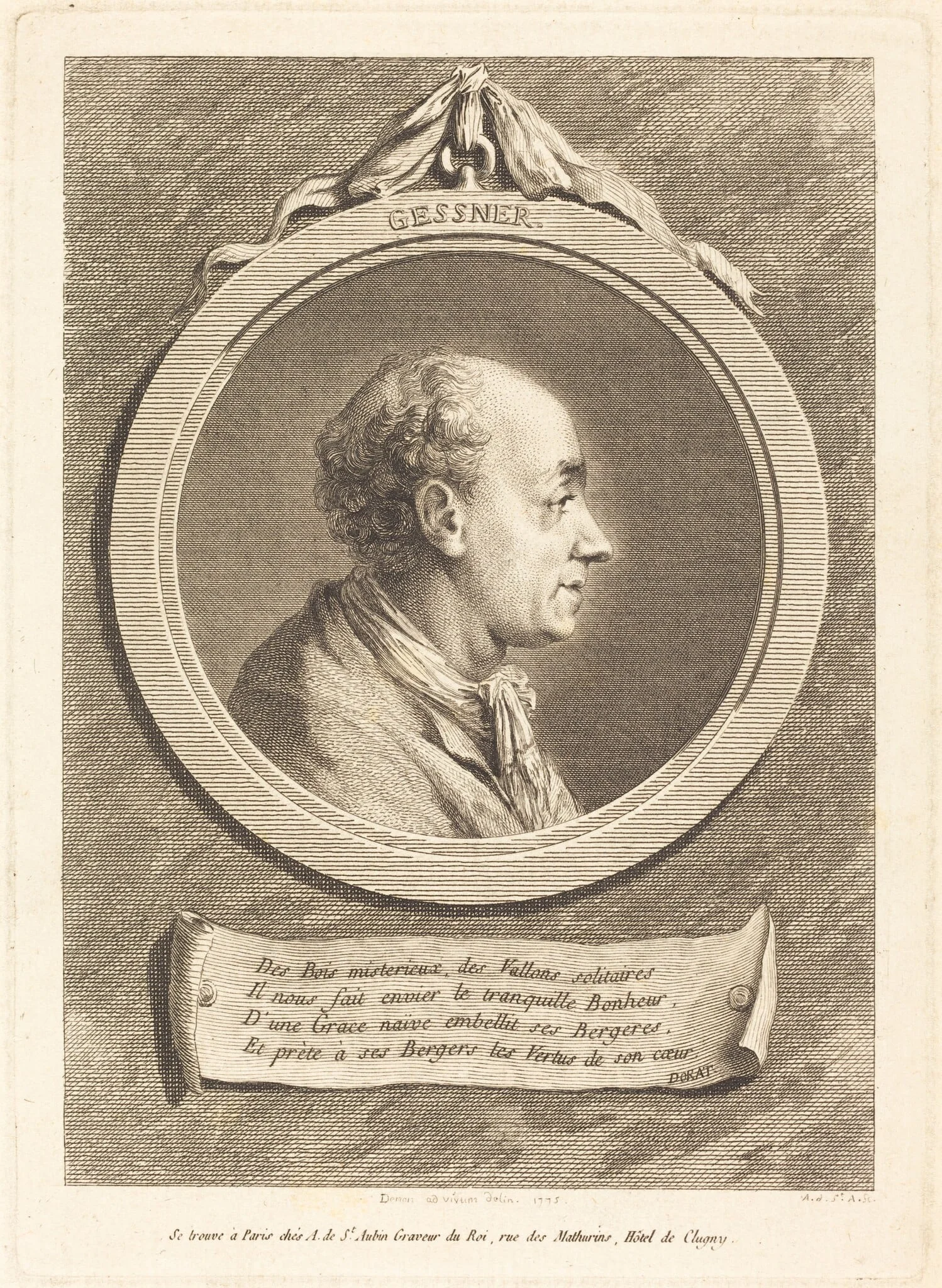 Salomon Gessner, by Augustin de Saint-Aubin, ink, 1775