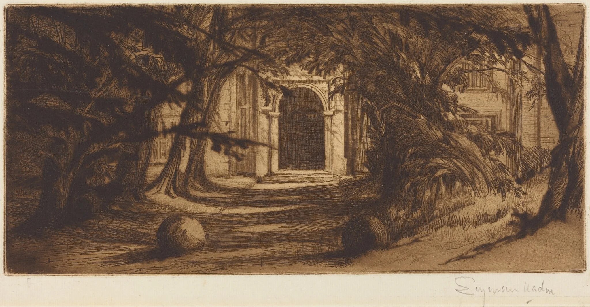 Mytton Hall, by Francis Seymour Haden, ink, 1859