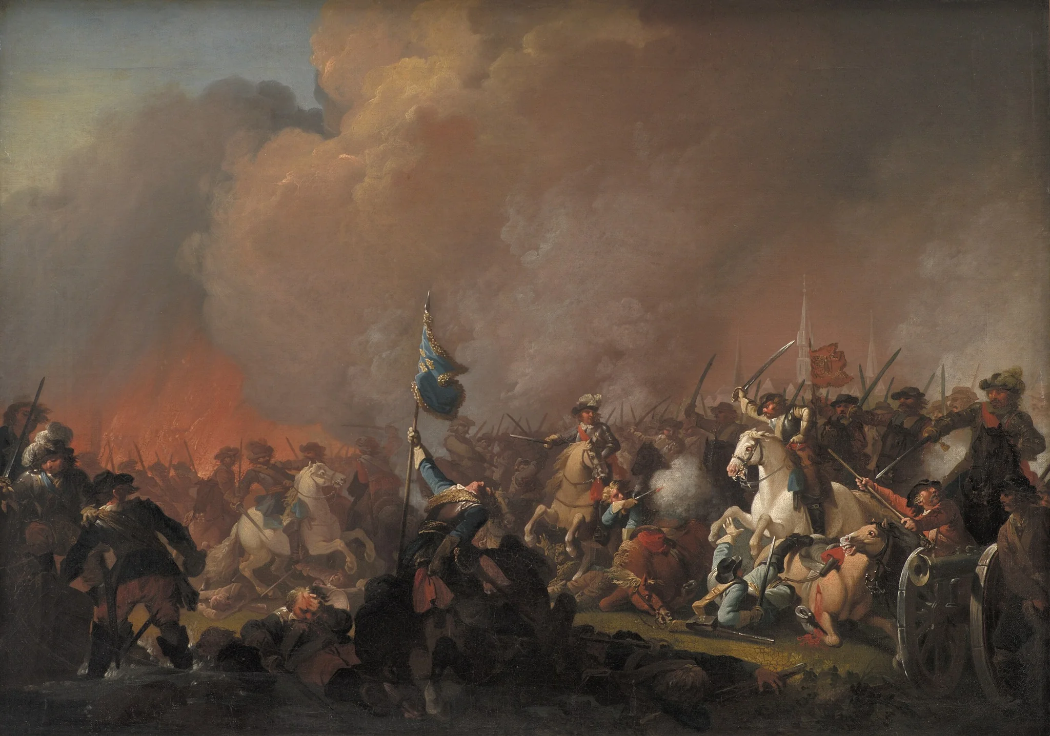 Udfaldet på Amager 1658 under Svenskekrigen 1657-60, by Christian August Lorentzen, oil, 1796