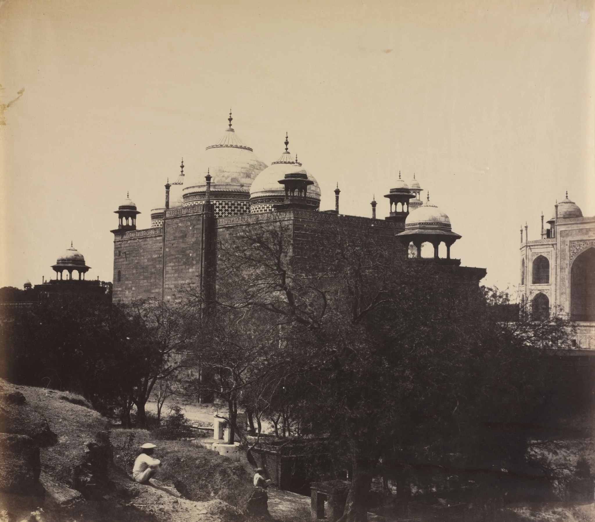 Taj Mahal, Back View of the Rest-House, with Figure, by Dr. John Murray, 1860