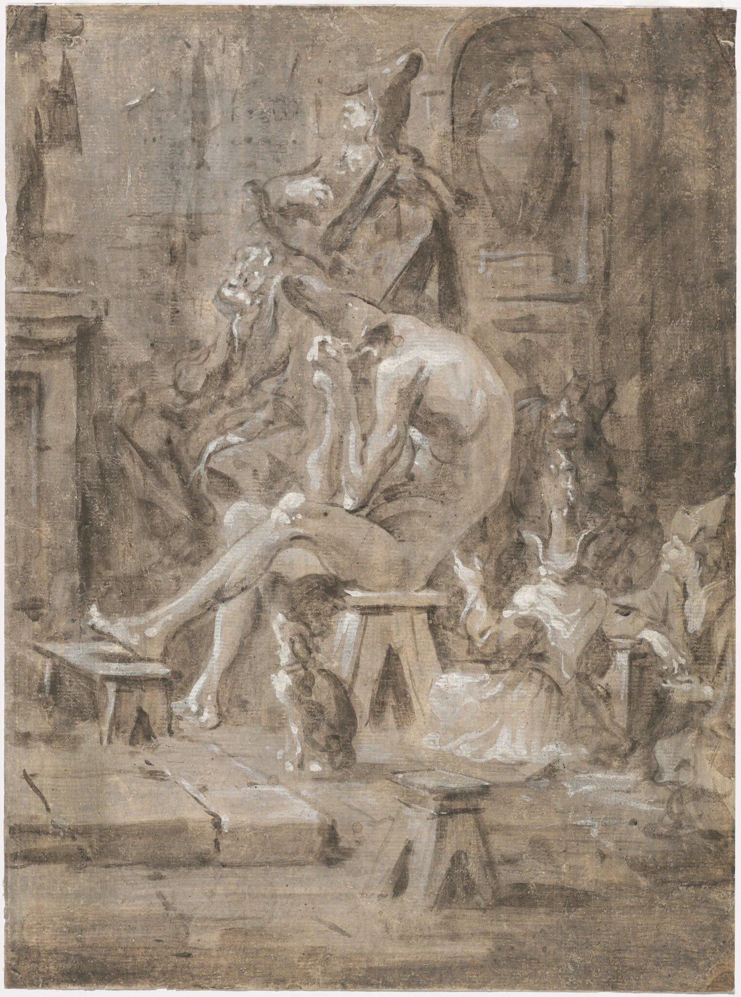 A Penitent at a Quaker Sermon, by Alessandro Magnasco, paint, 1715