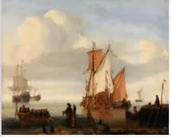 A Dutch Yacht with Fishing Boats off a Jetty