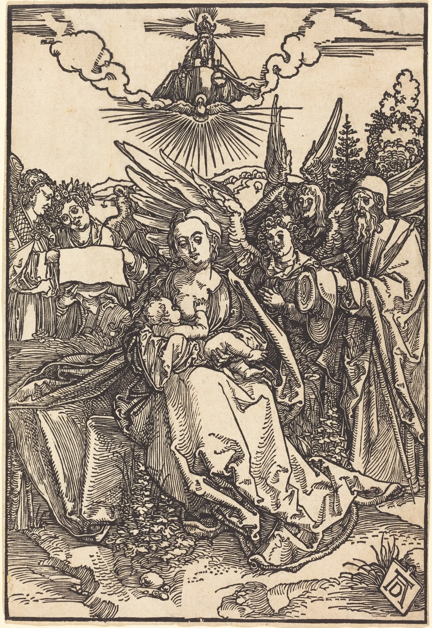 The Holy Family with Five Angels