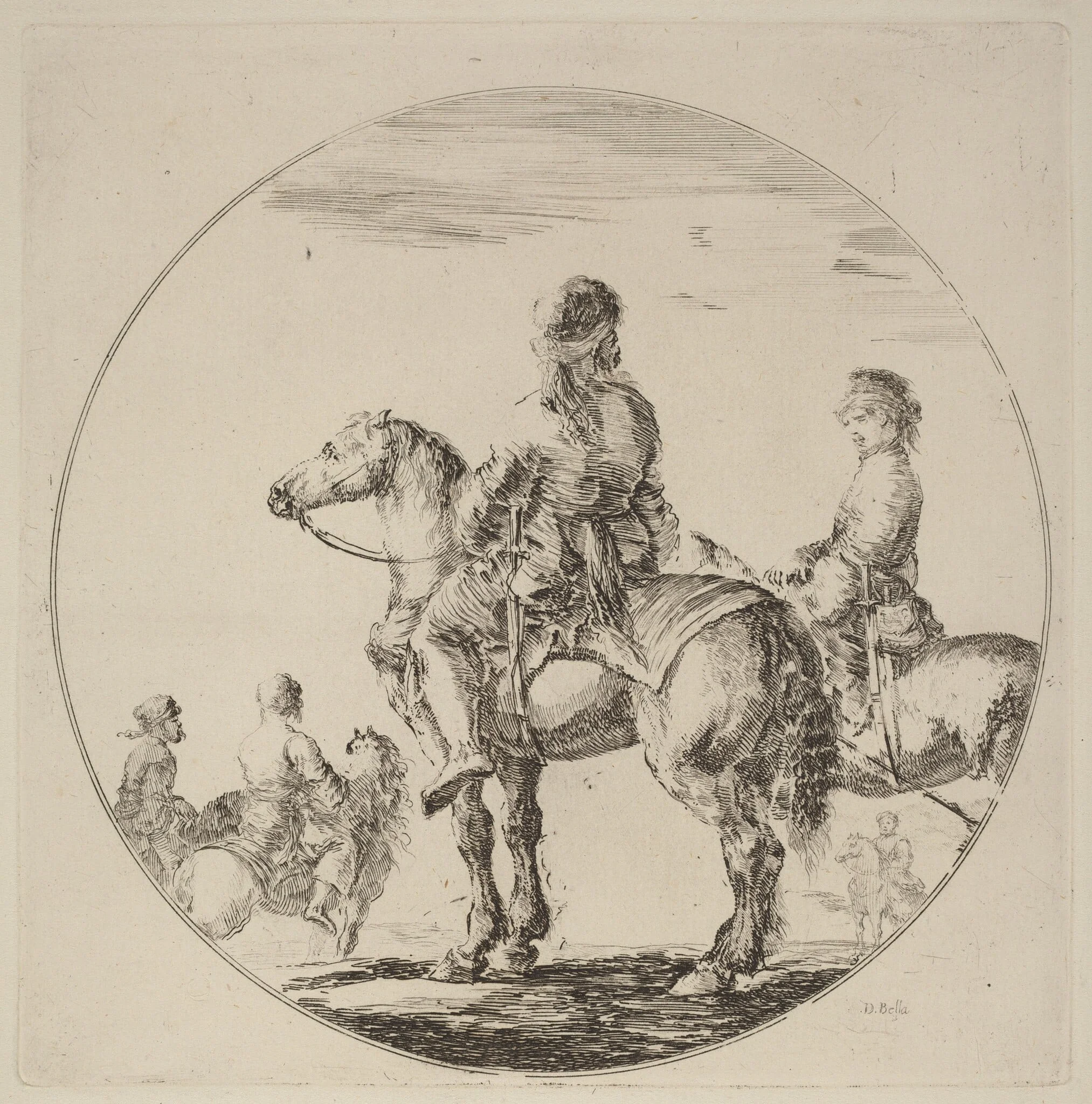 Two Polish Cavaliers, by Stefano Della Bella, ink, 1637