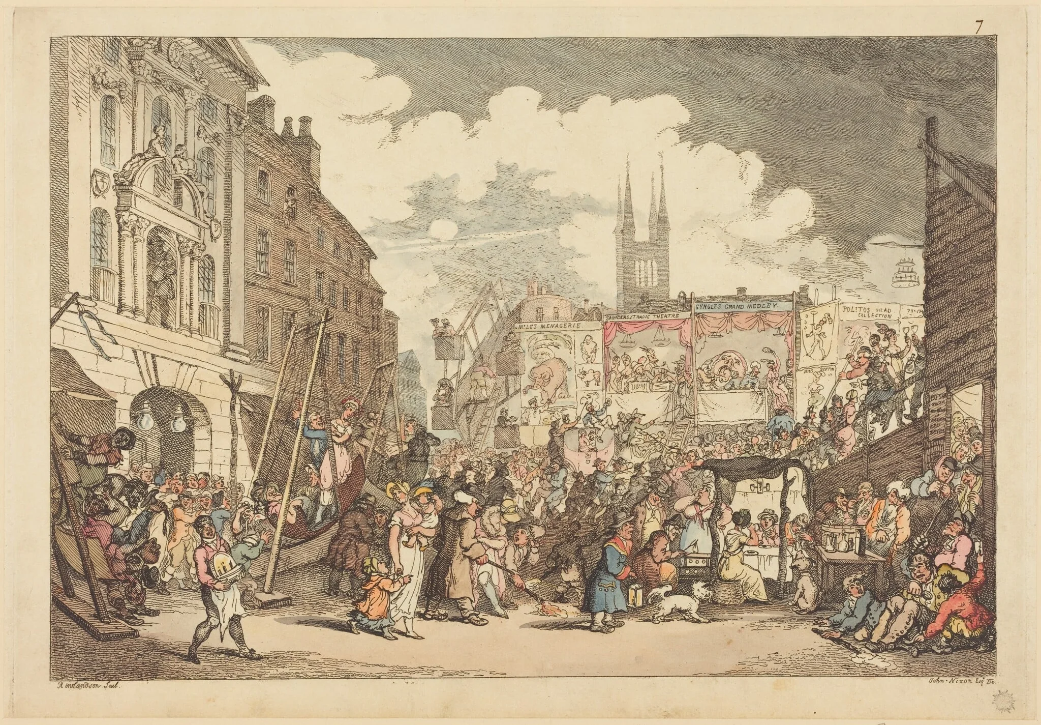 Bartholomew Fair, by Thomas Rowlandson, ink, 1807