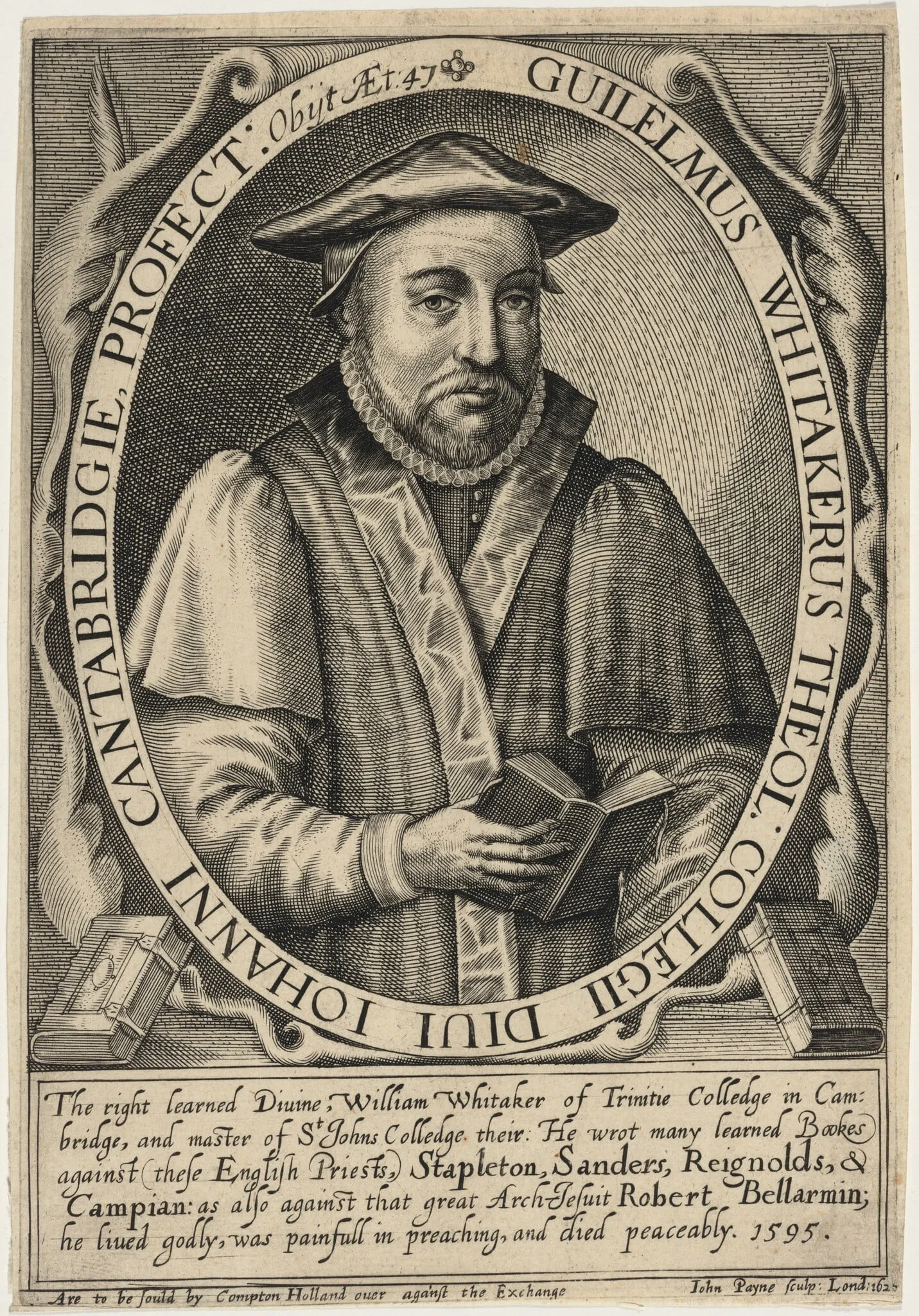 William Whitaker, Master of Saint John's College, Cambridge, by John Payne, ink, 1627