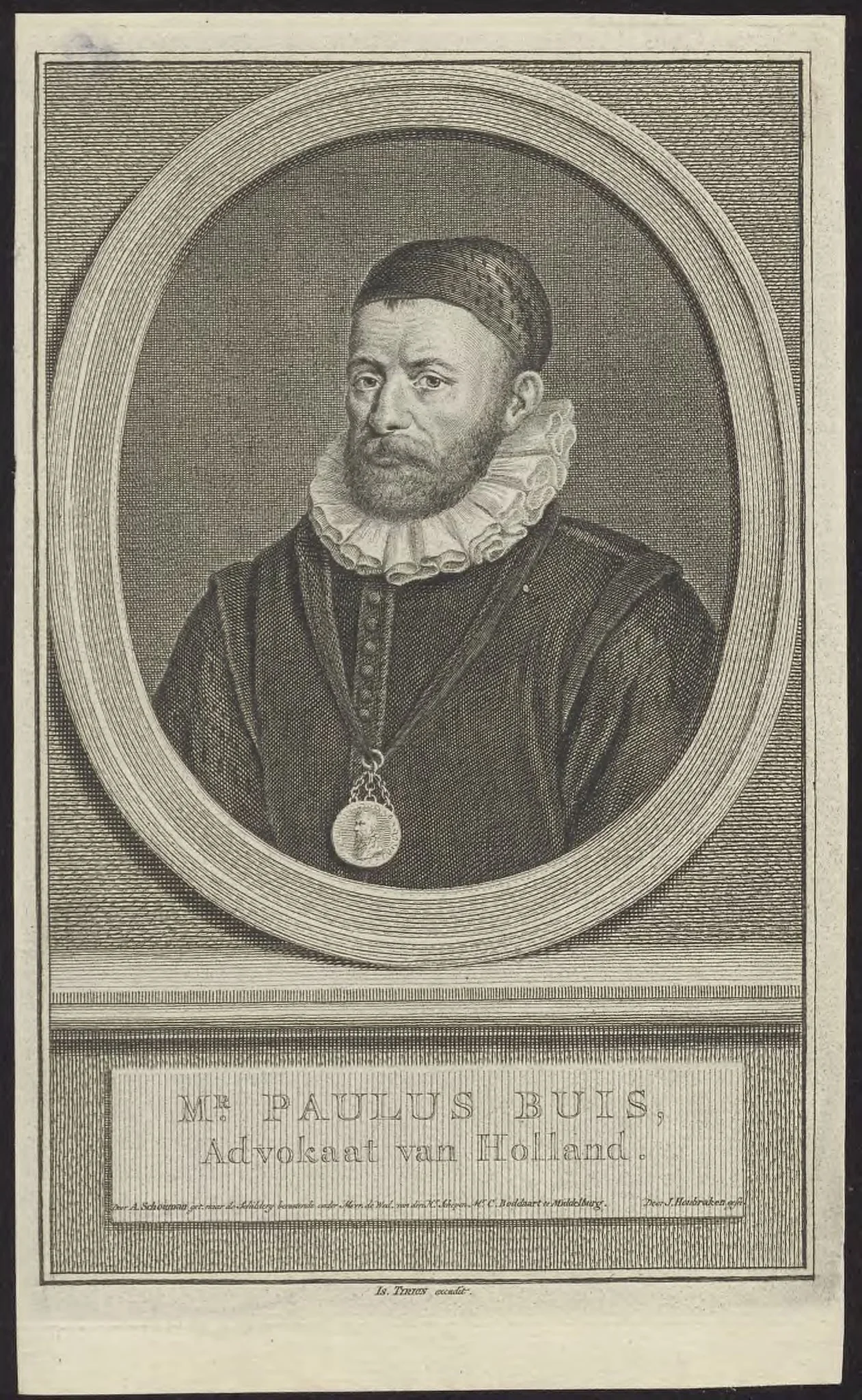 Portrait of Paulus Buis, Advocate of the Province of Holland, by Jacob, Houbraken, unspecified, 1750